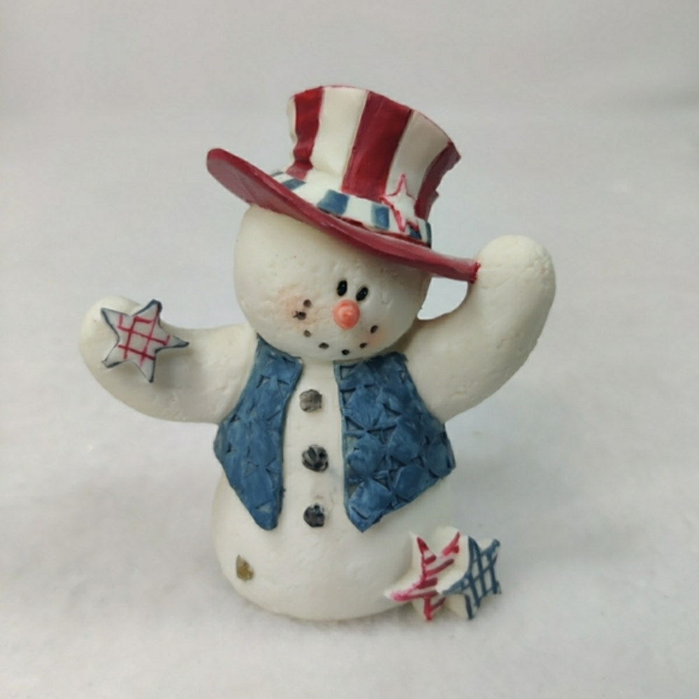 1998 Sarah’s Attic Snowonders July Snowman Figurine Patriotic‎ Stars And Stripes